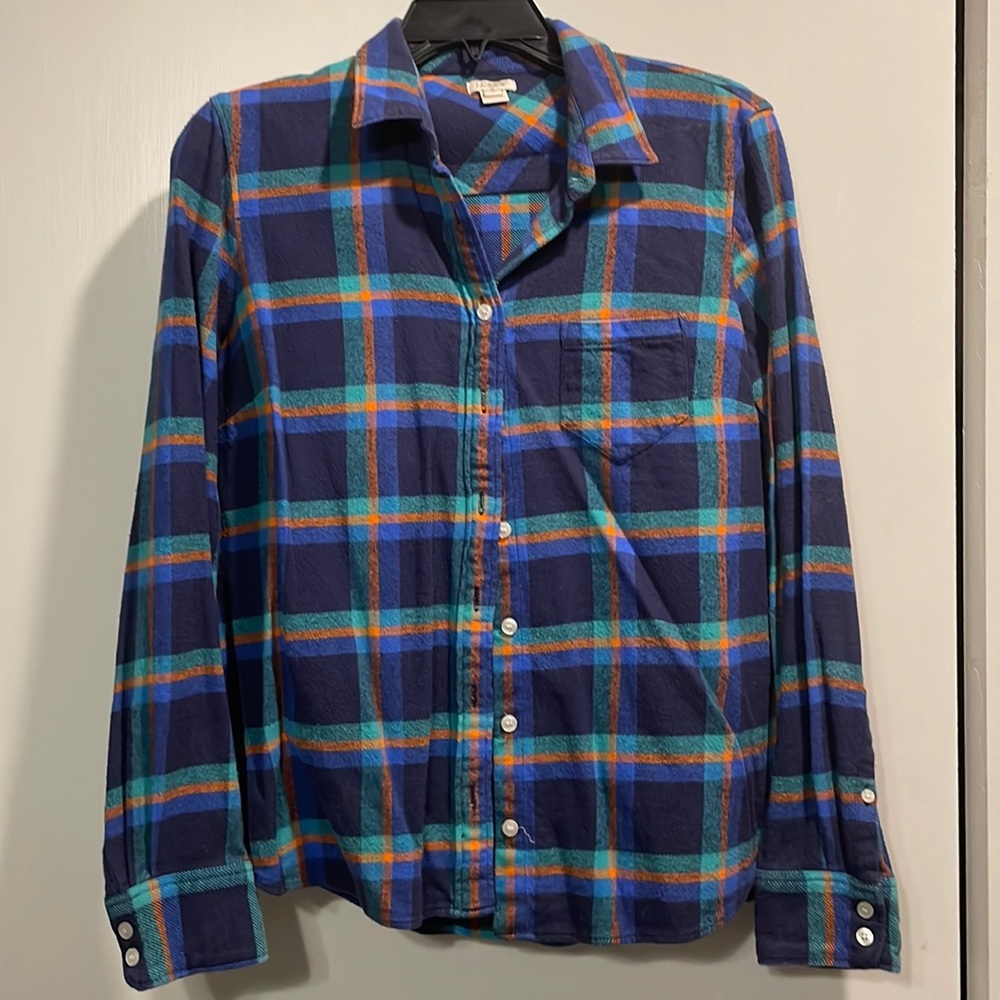 J Crew Navy Flannel Top